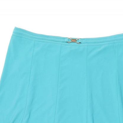 BM Collection Womens Blue Polyester Swing Skirt Size 14