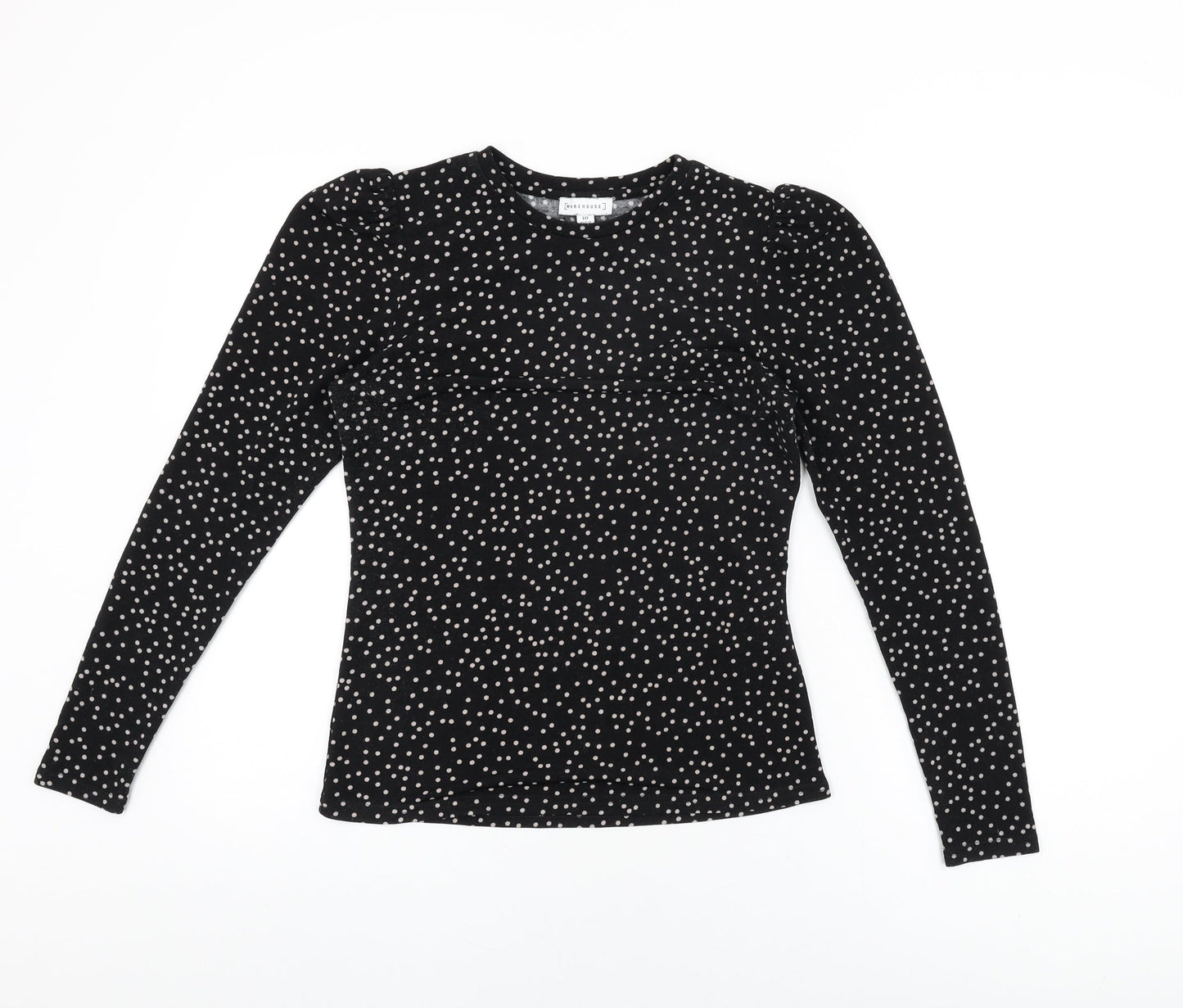 Womens UK Size 10 Warehouse Black Basic T-Shirt