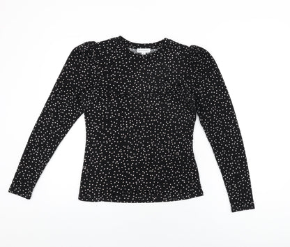 Womens UK Size 10 Warehouse Black Basic T-Shirt