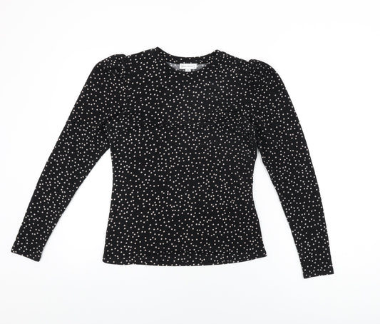 Womens UK Size 10 Warehouse Black Basic T-Shirt