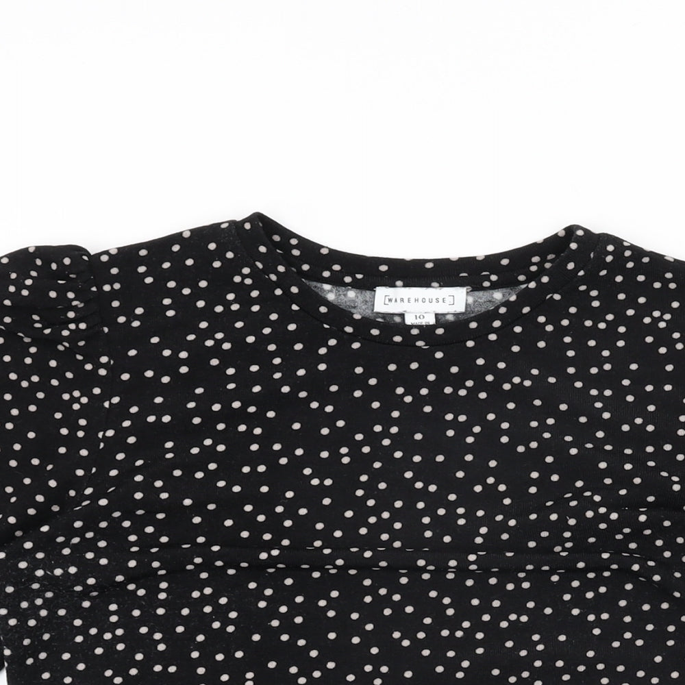 Womens UK Size 10 Warehouse Black Basic T-Shirt