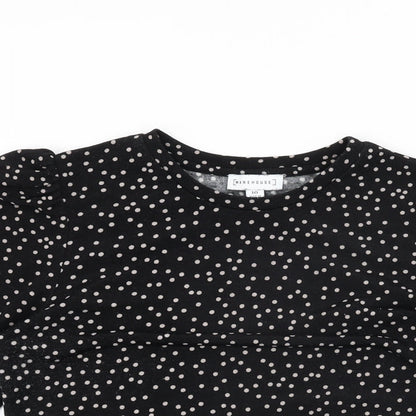 Womens UK Size 10 Warehouse Black Basic T-Shirt