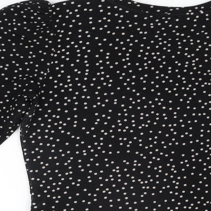 Womens UK Size 10 Warehouse Black Basic T-Shirt