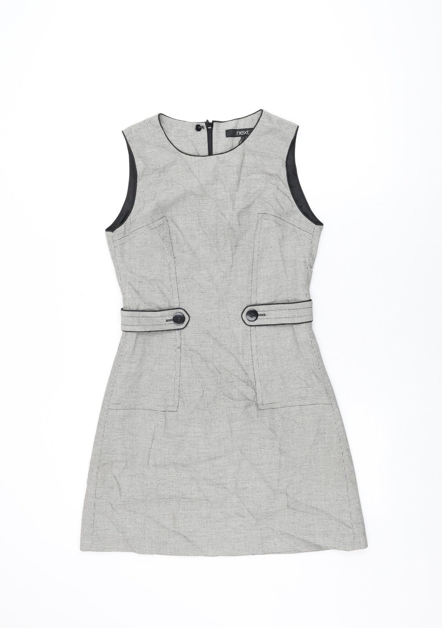 NEXT Womens Grey Polyester Shift Size 6 Round Neck Zip