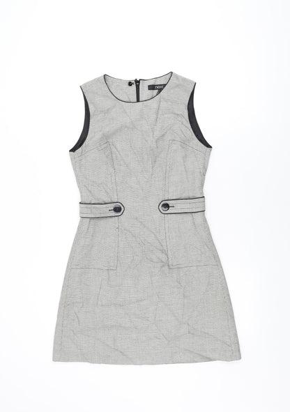 NEXT Womens Grey Polyester Shift Size 6 Round Neck Zip