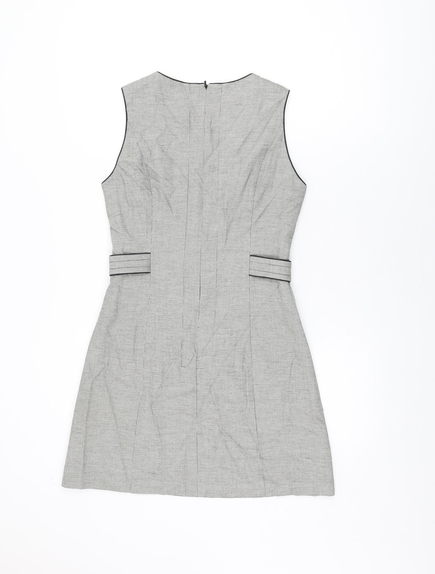 NEXT Womens Grey Polyester Shift Size 6 Round Neck Zip