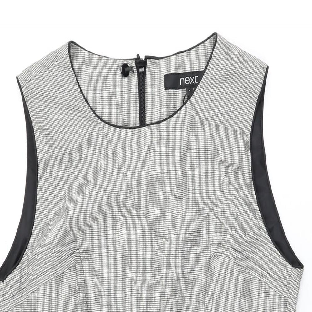 NEXT Womens Grey Polyester Shift Size 6 Round Neck Zip