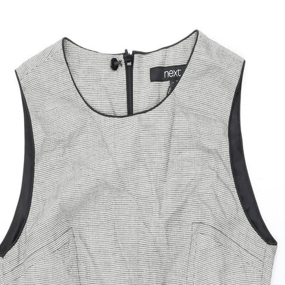 NEXT Womens Grey Polyester Shift Size 6 Round Neck Zip
