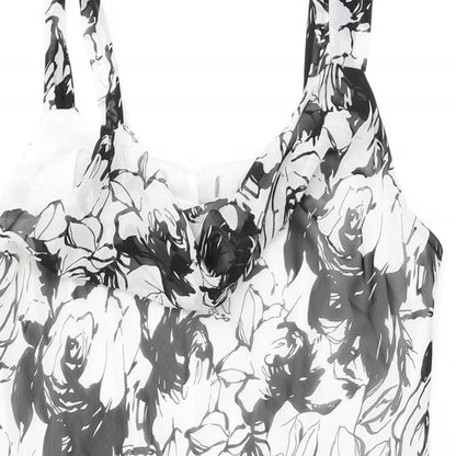 BHS Womens White Floral Polyester Shift Size 14 Cowl Neck Pullover