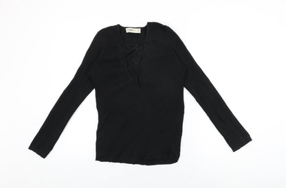 Womens UK Size L Zara Black Basic T-Shirt