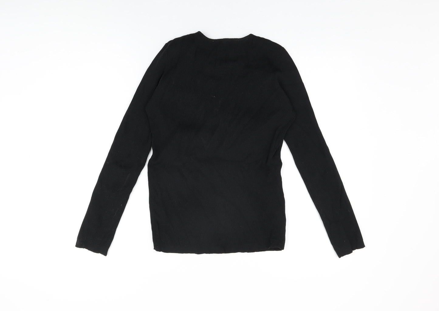 Womens UK Size L Zara Black Basic T-Shirt