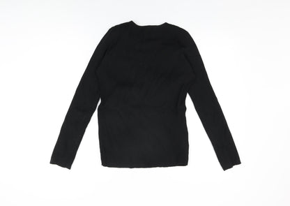 Womens UK Size L Zara Black Basic T-Shirt