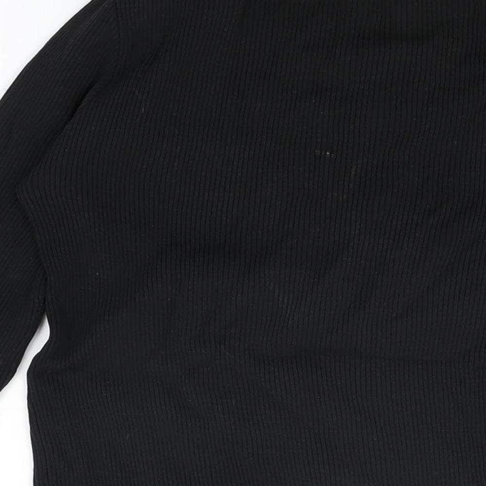Womens UK Size L Zara Black Basic T-Shirt