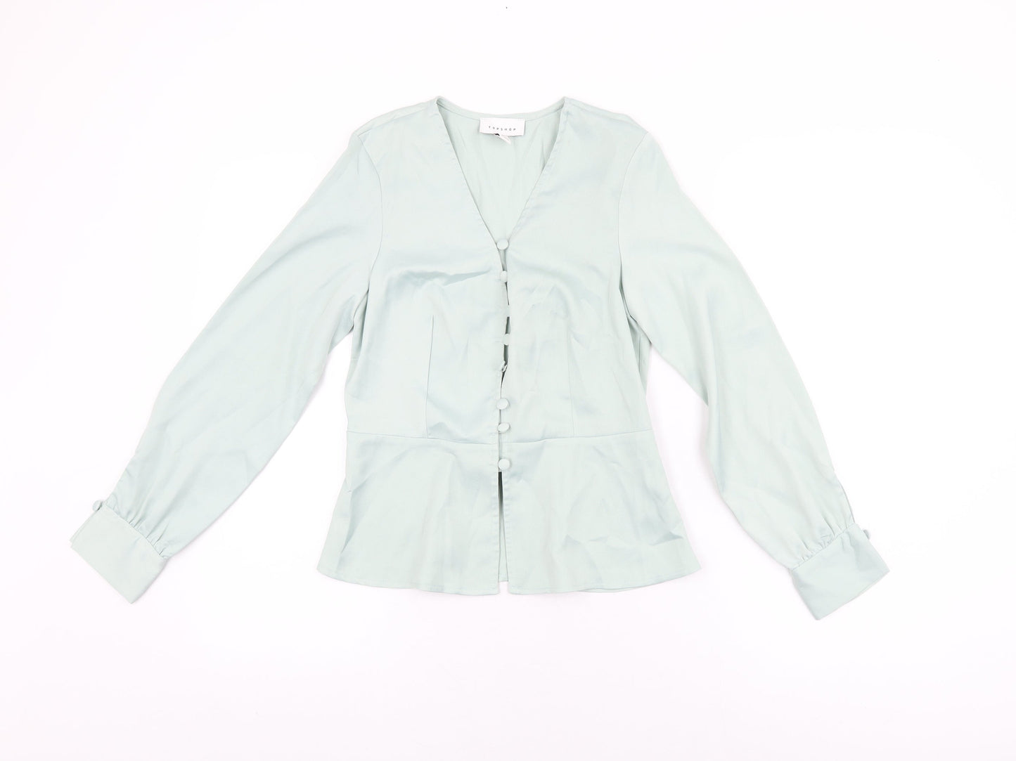Womens UK Size 8 Topshop Blue Basic Button-Up