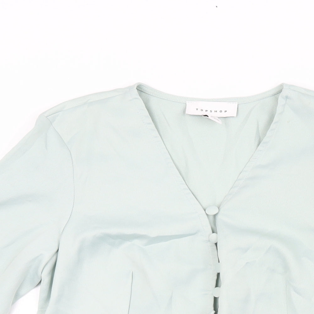 Womens UK Size 8 Topshop Blue Basic Button-Up