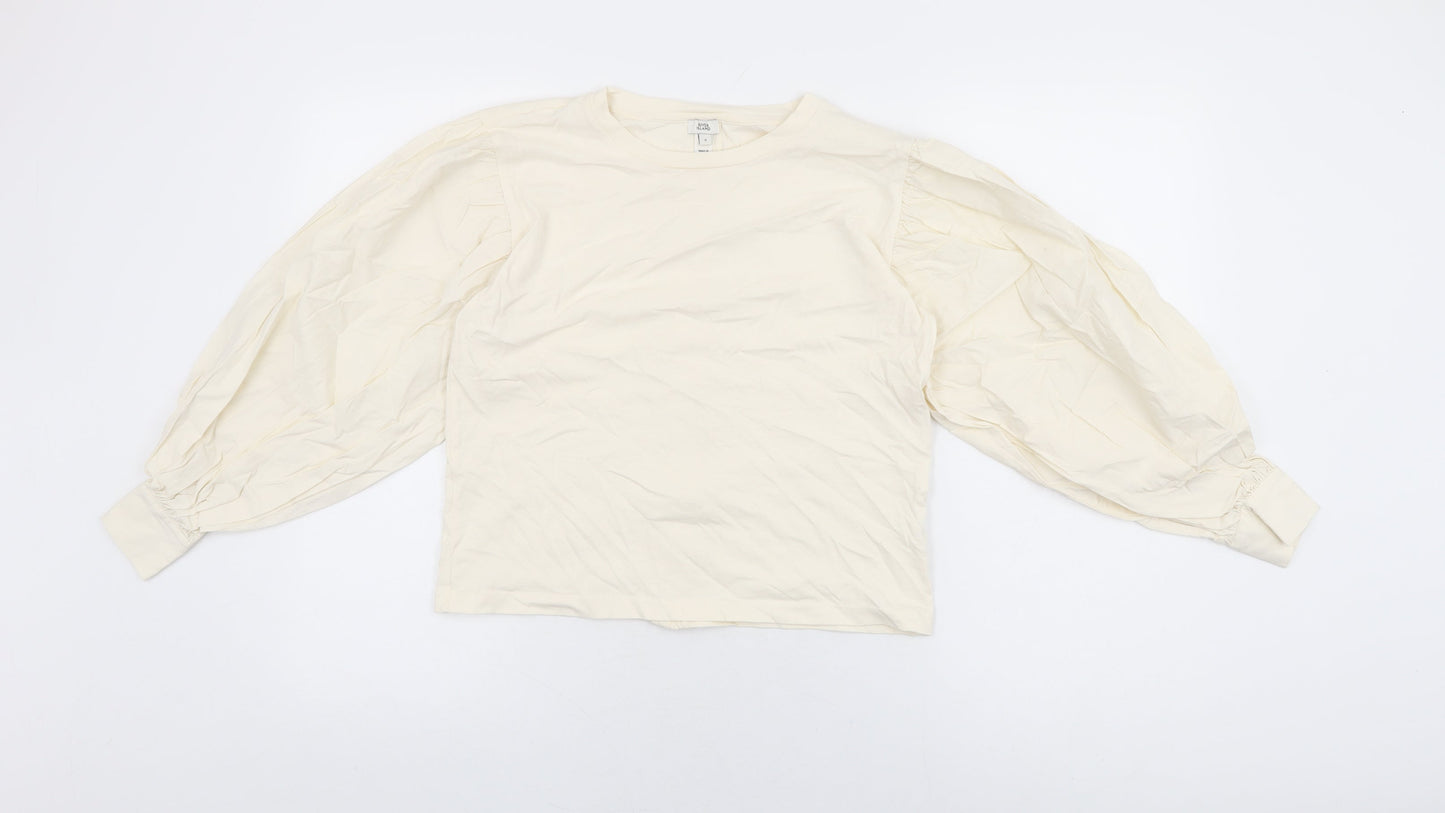 Womens UK Size 6 River Island Ivory Basic T-Shirt