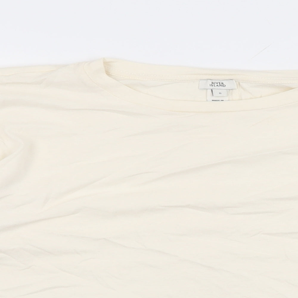 Womens UK Size 6 River Island Ivory Basic T-Shirt