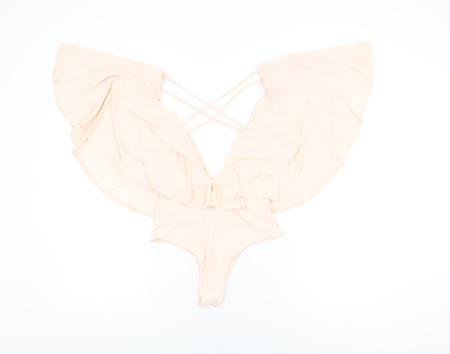 PRETTYLITTLETHING Womens Pink Polyester Bodysuit One-Piece Size 10 Snap