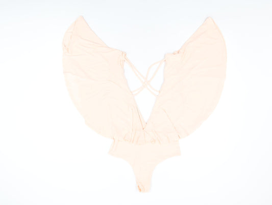 PRETTYLITTLETHING Womens Pink Polyester Bodysuit One-Piece Size 10 Snap