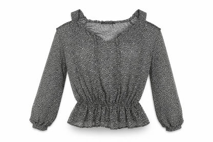 Next Womens Black Animal Print Polyester Basic Blouse Size 14 V-Neck