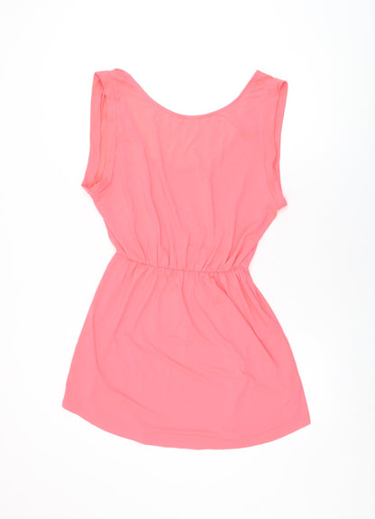 H&M Womens Pink Polyester Mini Size 14 Round Neck Pullover