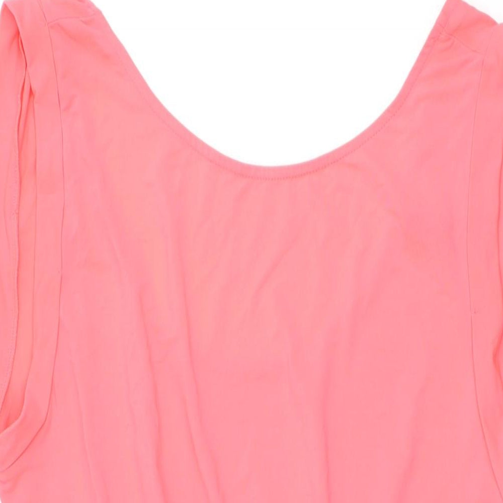 H&M Womens Pink Polyester Mini Size 14 Round Neck Pullover