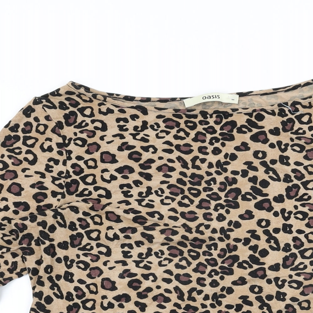 Womens UK Size M Oasis Beige Basic T-Shirt
