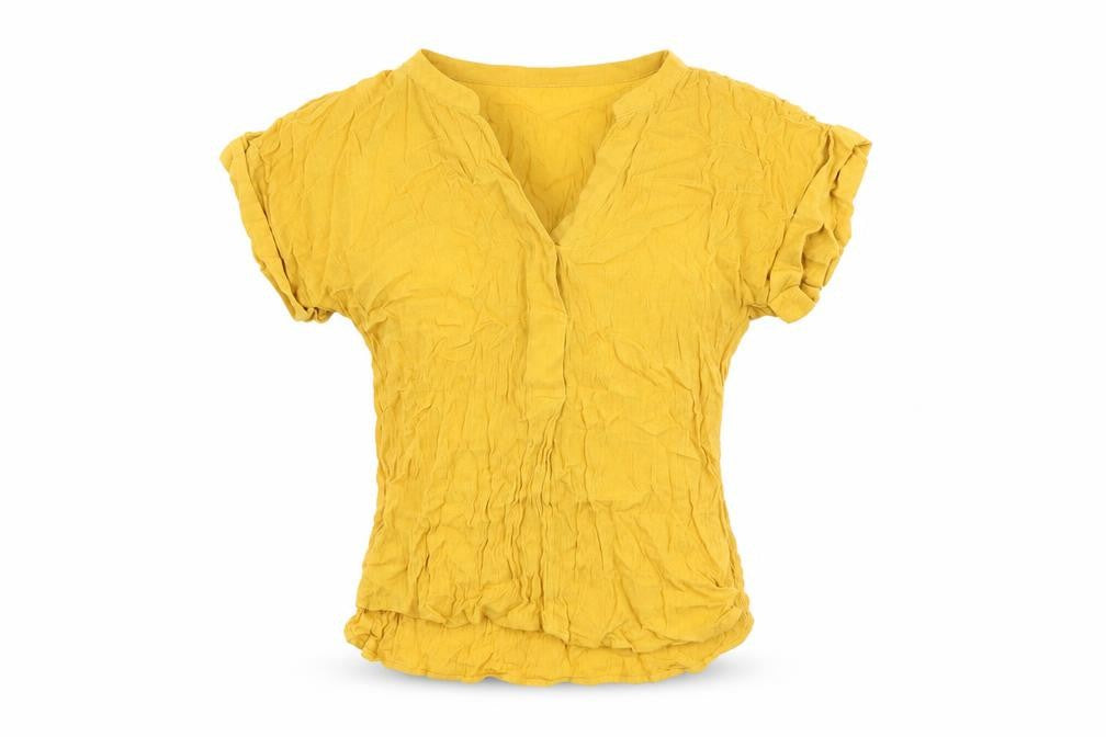 Womens UK Size 4 H&M Yellow Basic T-Shirt