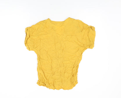 Womens UK Size 4 H&M Yellow Basic T-Shirt