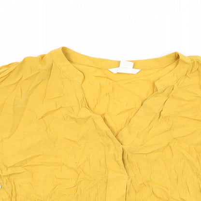 Womens UK Size 4 H&M Yellow Basic T-Shirt