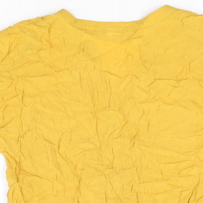 Womens UK Size 4 H&M Yellow Basic T-Shirt