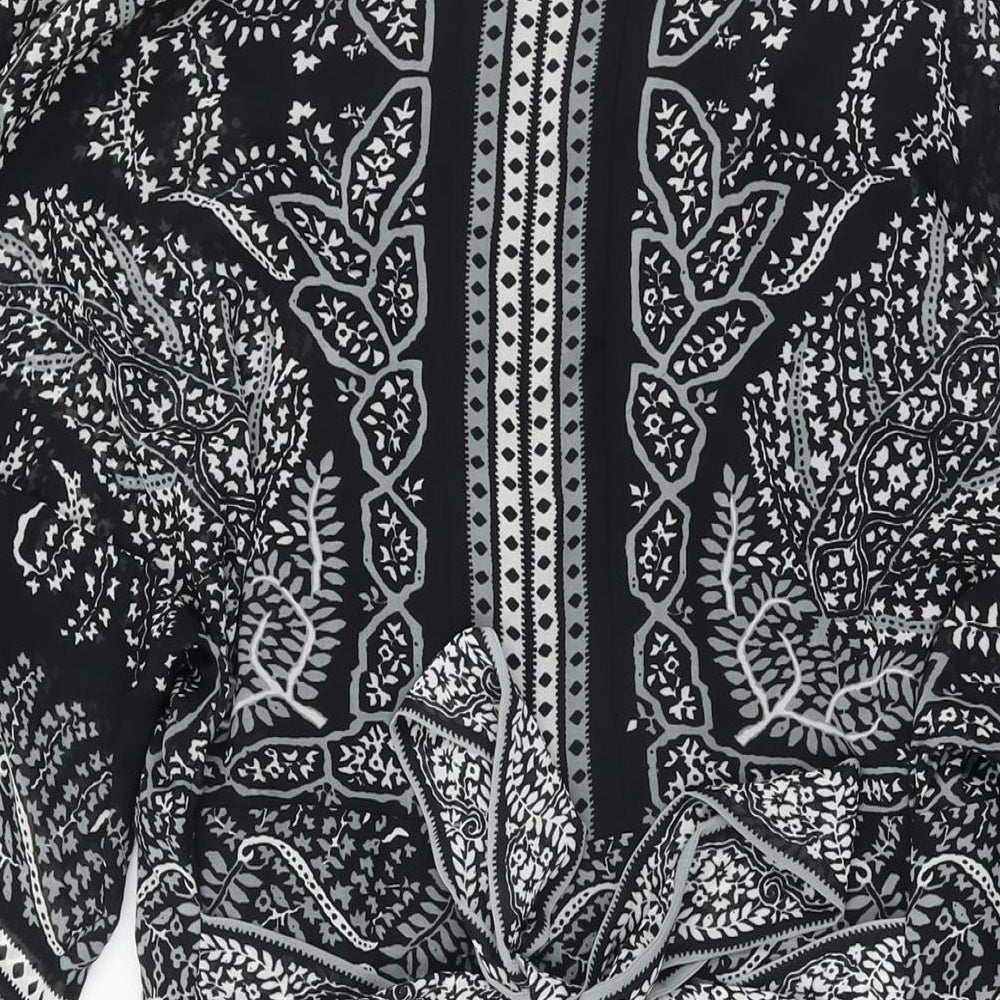Punt Roma Womens Black Floral Polyester Shift Size 12 Round Neck Zip