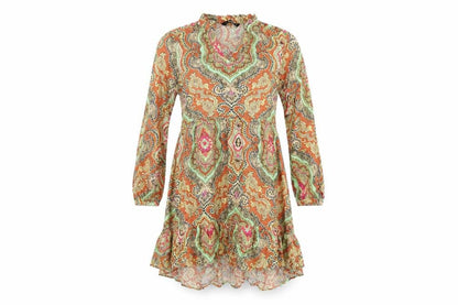 Only Womens Multicoloured Geometric Viscose Shift Size 6 V-Neck Pullover