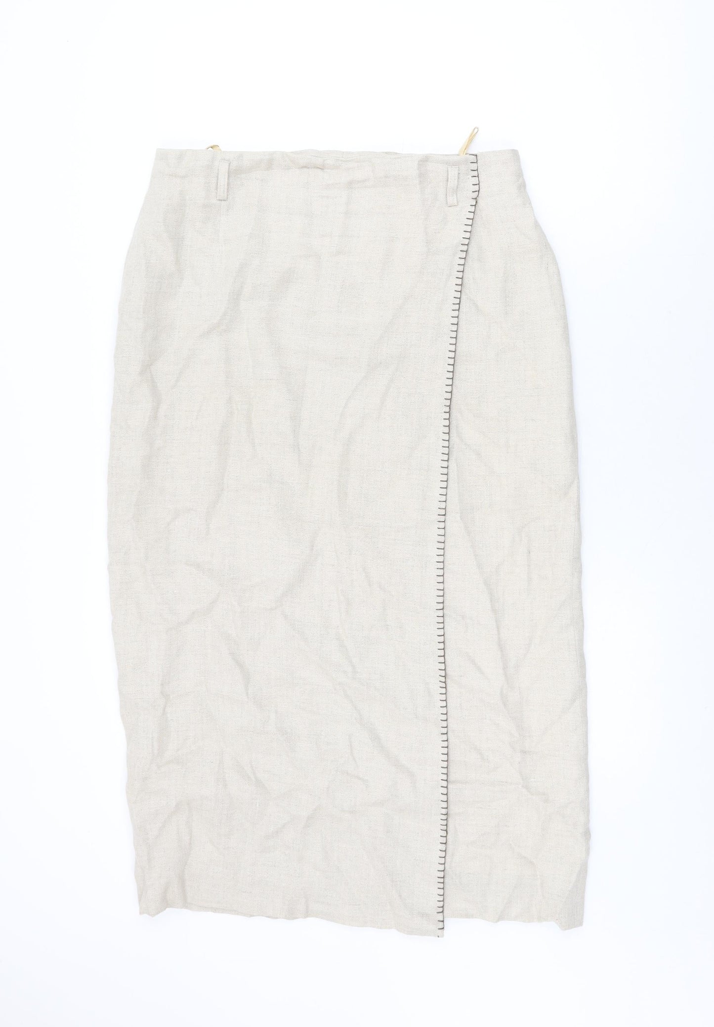 Lakeland Womens Beige Viscose Wrap Skirt Size 16 Zip