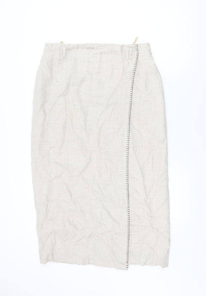 Lakeland Womens Beige Viscose Wrap Skirt Size 16 Zip