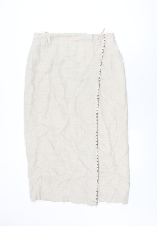 Lakeland Womens Beige Viscose Wrap Skirt Size 16 Zip