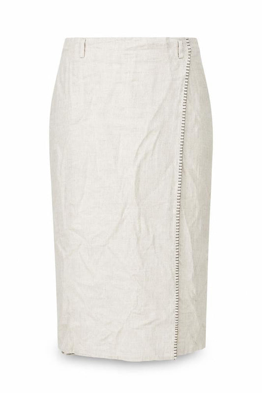 Lakeland Womens Beige Viscose Wrap Skirt Size 16 Zip