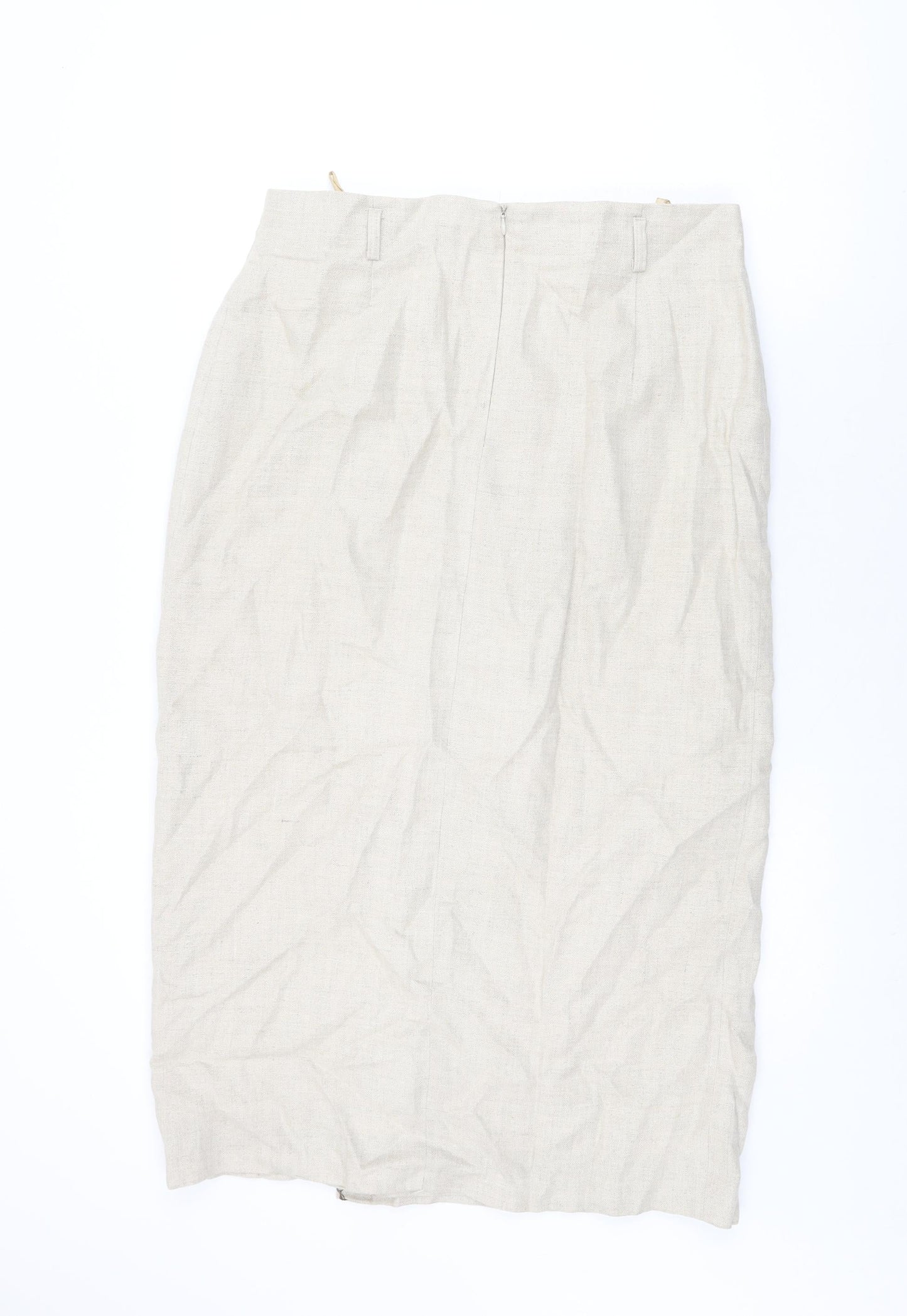 Lakeland Womens Beige Viscose Wrap Skirt Size 16 Zip