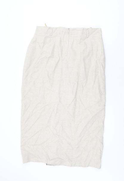 Lakeland Womens Beige Viscose Wrap Skirt Size 16 Zip