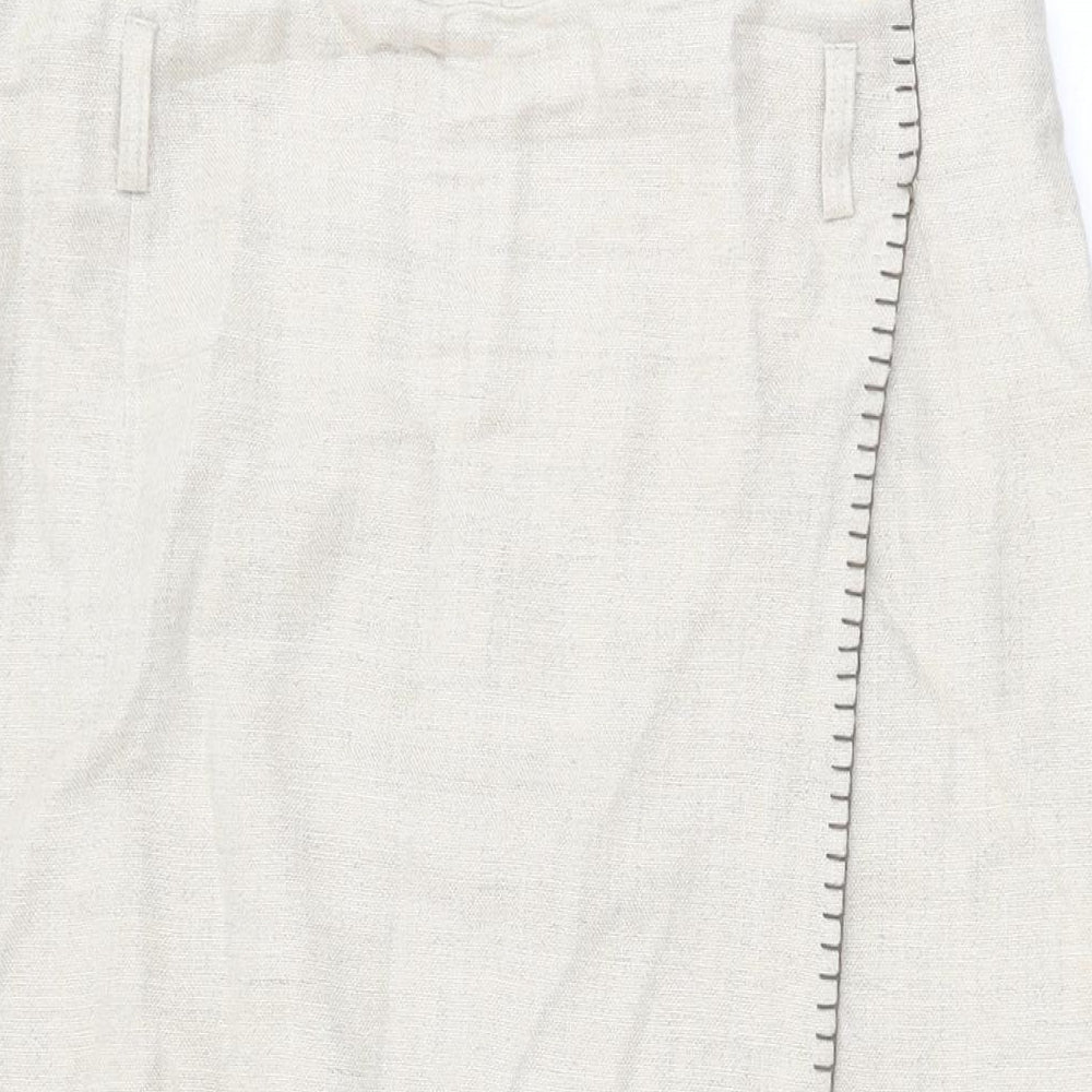 Lakeland Womens Beige Viscose Wrap Skirt Size 16 Zip