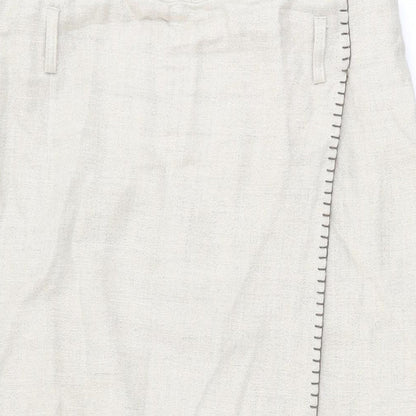 Lakeland Womens Beige Viscose Wrap Skirt Size 16 Zip