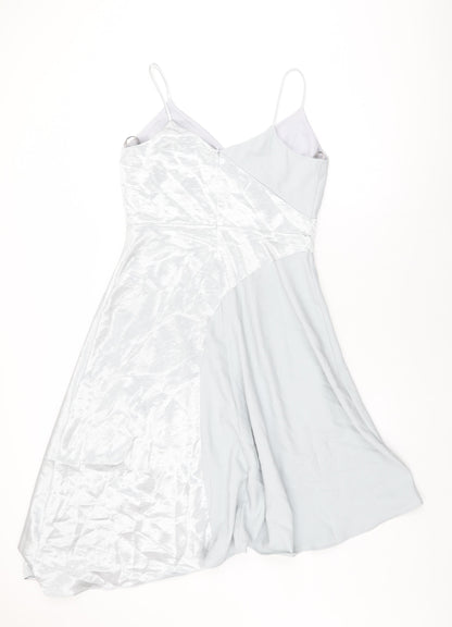 Coast Womens Blue Polyester A-Line Size 12 V-Neck Zip