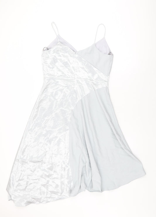 Coast Womens Blue Polyester A-Line Size 12 V-Neck Zip