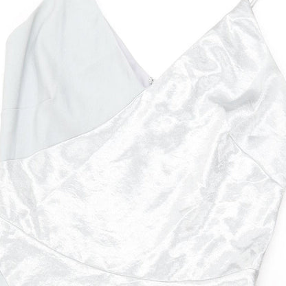 Coast Womens Blue Polyester A-Line Size 12 V-Neck Zip