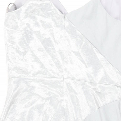 Coast Womens Blue Polyester A-Line Size 12 V-Neck Zip