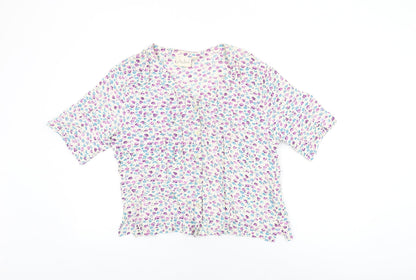 Womens UK Size L Adini White Basic Button-Up
