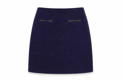 Marks & Spencer Womens Blue Polyester A-Line Skirt Size 8 Zip