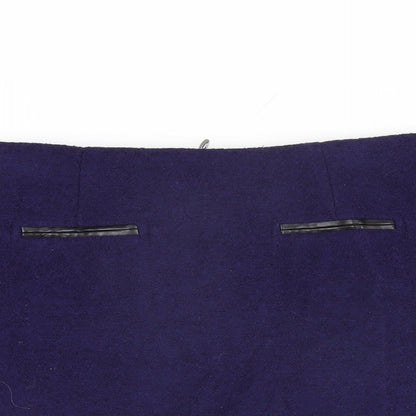 Marks and Spencer Womens Blue Polyester A-Line Skirt Size 8 Zip
