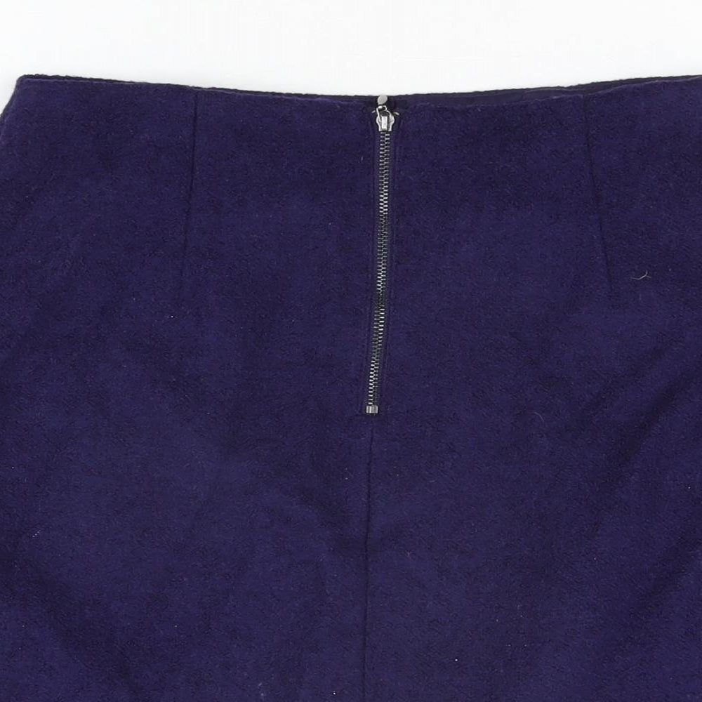 Marks and Spencer Womens Blue Polyester A-Line Skirt Size 8 Zip