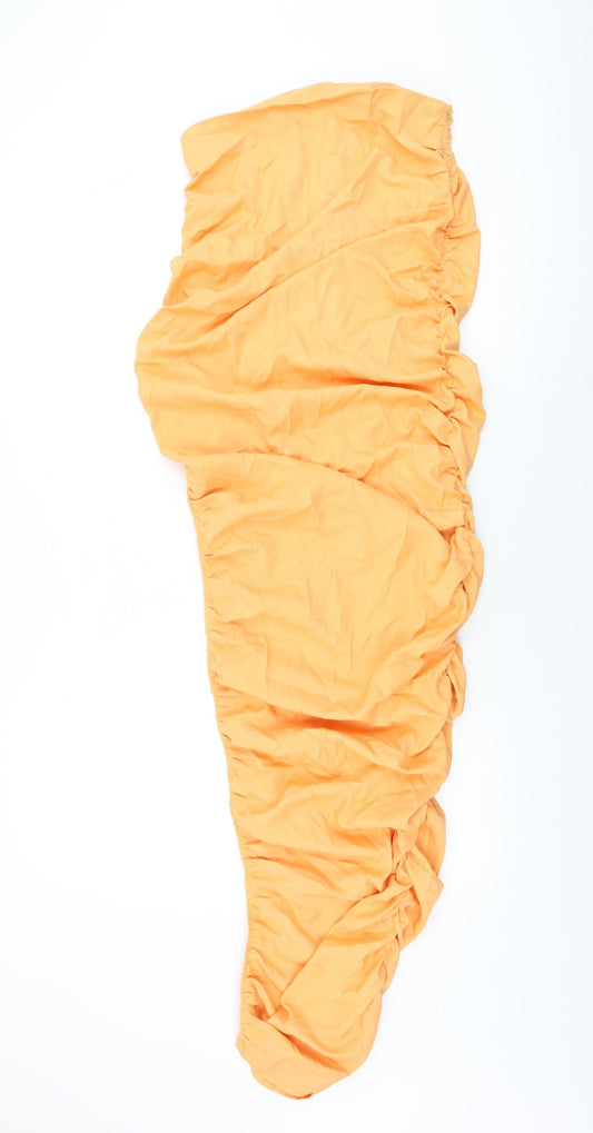 PRETTYLITTLETHING Womens Orange Polyester Maxi Skirt Size 10 Zip